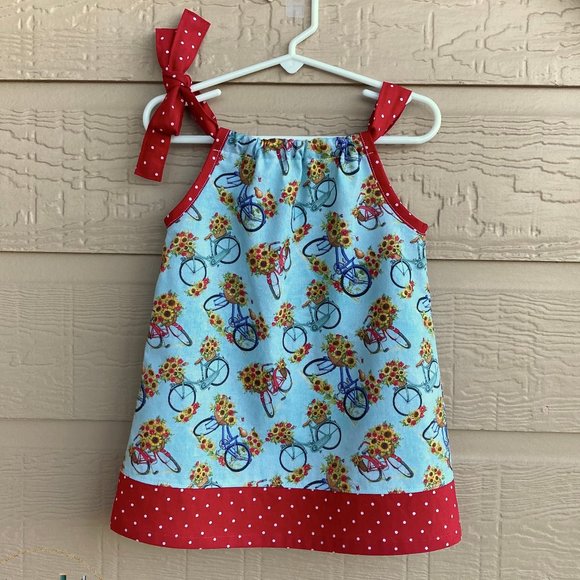Little girls size 2T handmade pillowcase dress, Bicycle dress, lightweight dress - Picture 1 of 5